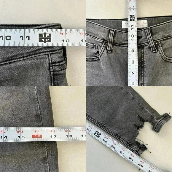Topshop Jamie High  Rise Skinny Jeans Jagged Hem Cropped Ankle Grey Size 26 - Picture 12 of 15